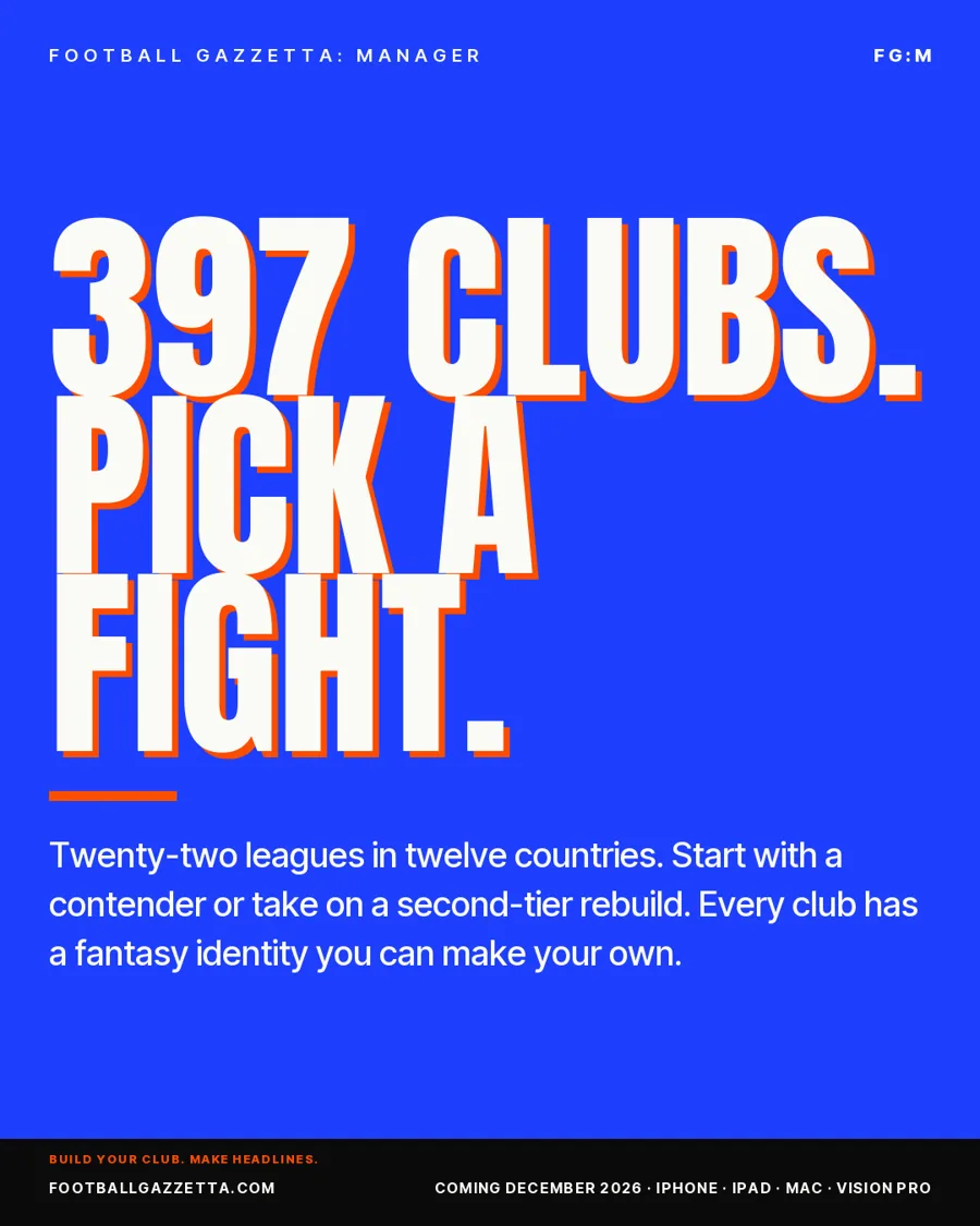 Campaign poster on cobalt: 397 clubs. Pick a fight.