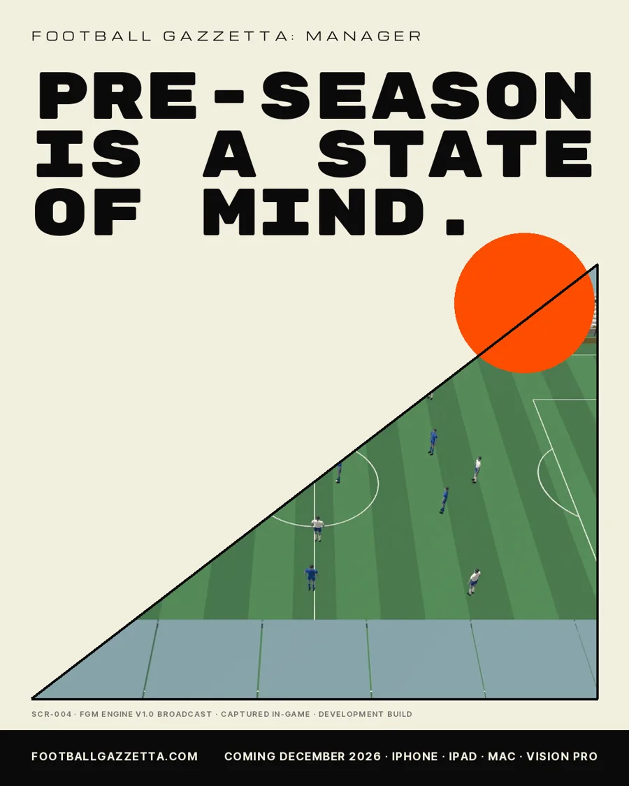 Campaign poster: Pre-season is a state of mind. A wedge of the match broadcast on paper